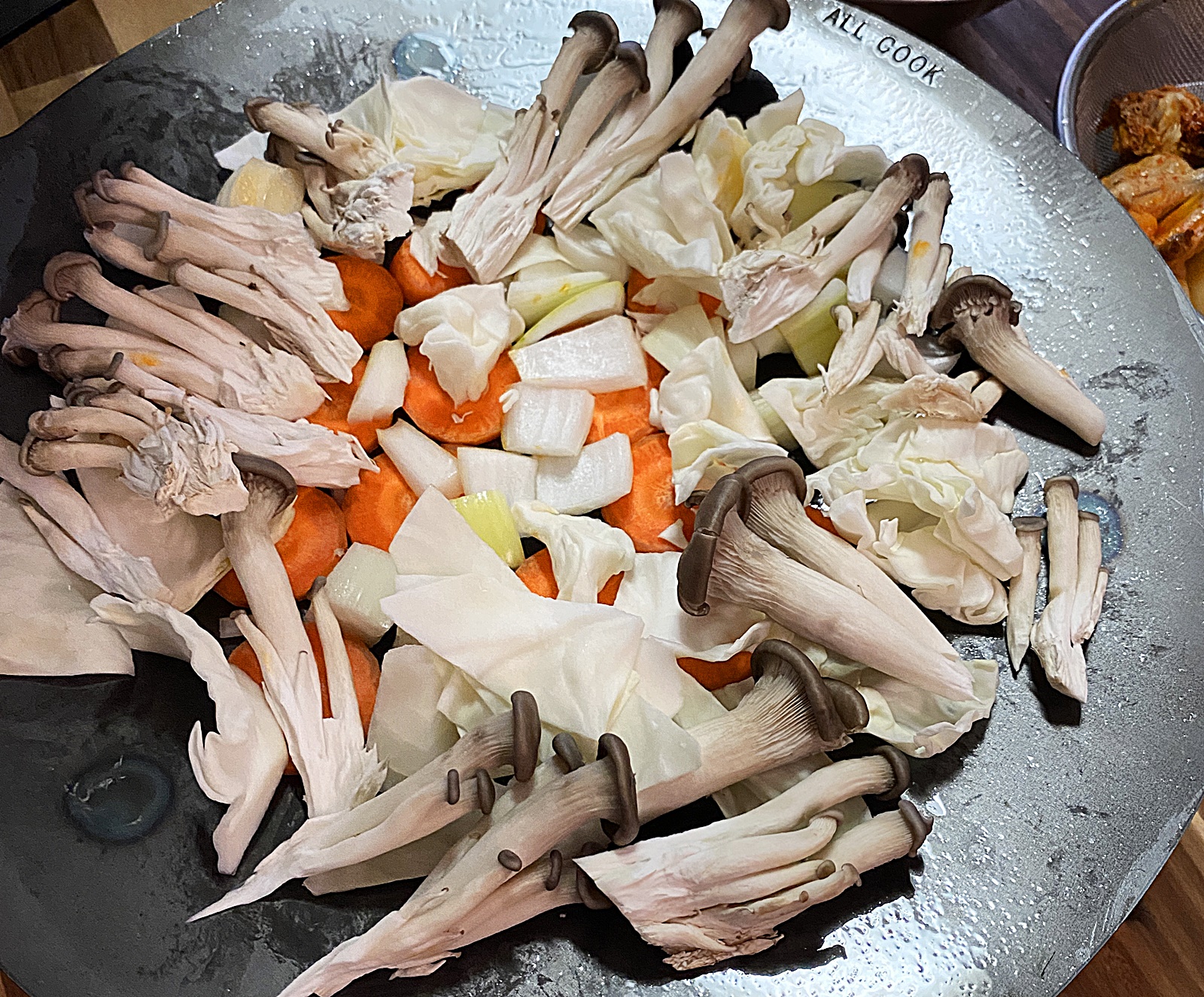 그리들에 채소 올리기