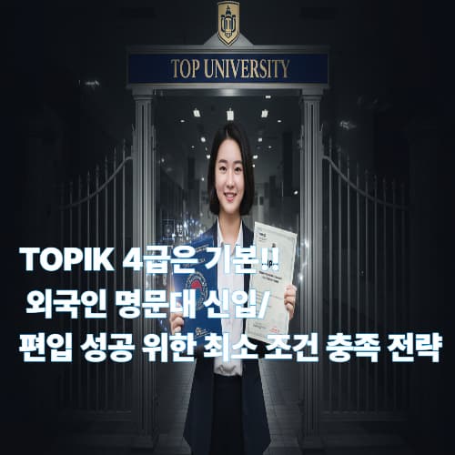 TOPIK 4급은 기본! 외국인 명문대 신입/편입 성공 위한 최소 조건 충족 전략