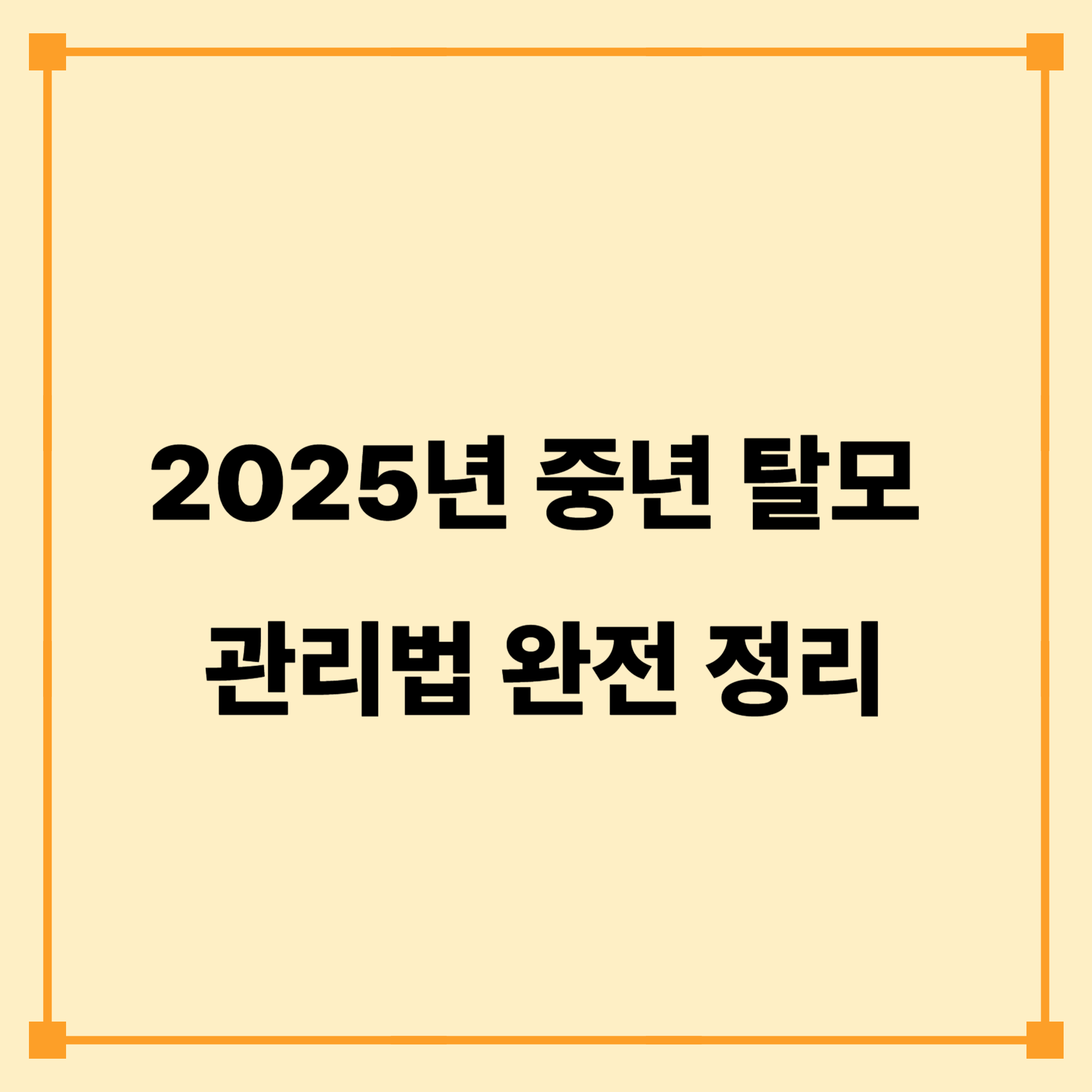 2025년 중년 탈모 관리법 완전 정리