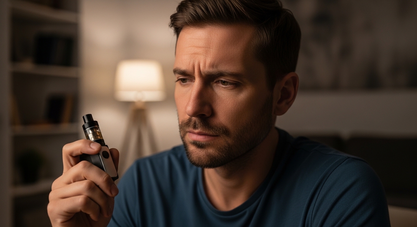 전자담배를 들고 있는 중년 남성