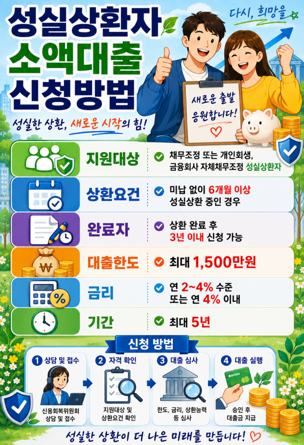 성실상환자 소액대출 신청방법 조건&middot;금리&middot;기간&middot;최대 1500만원 저금리 긴급자금 지원