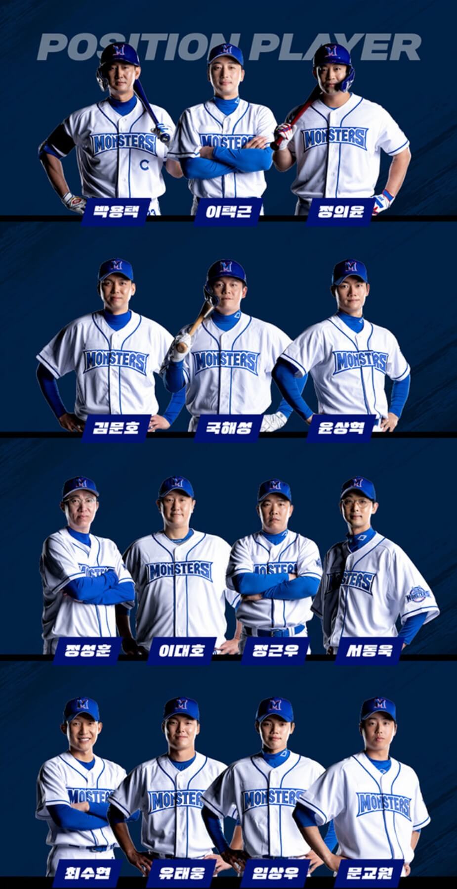 최강-몬스터즈-타자-박용택-이택근-정의윤-김문호-국해성-윤상혁-정성훈-이대호-정근우-서동욱-최수현-유태웅-임상우-문교원