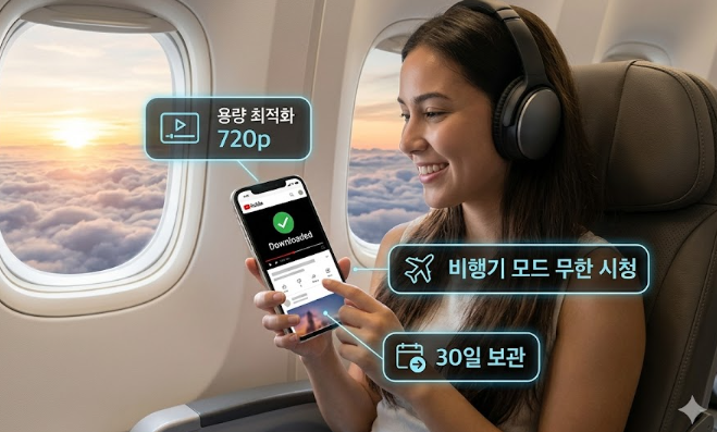 비행기 안에서도 끊김 없이! 유튜브 오프라인 저장 기능과 저장 용량 최적화 꿀팁