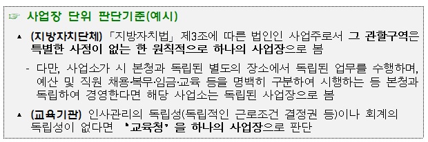 사업장 단위 판단 기준