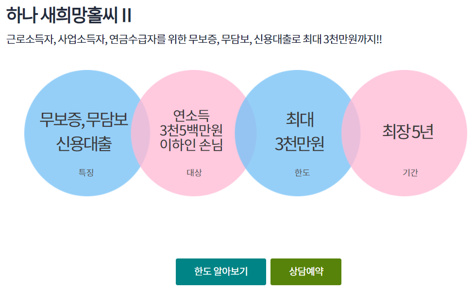 하나은행 새희망홀씨 대출