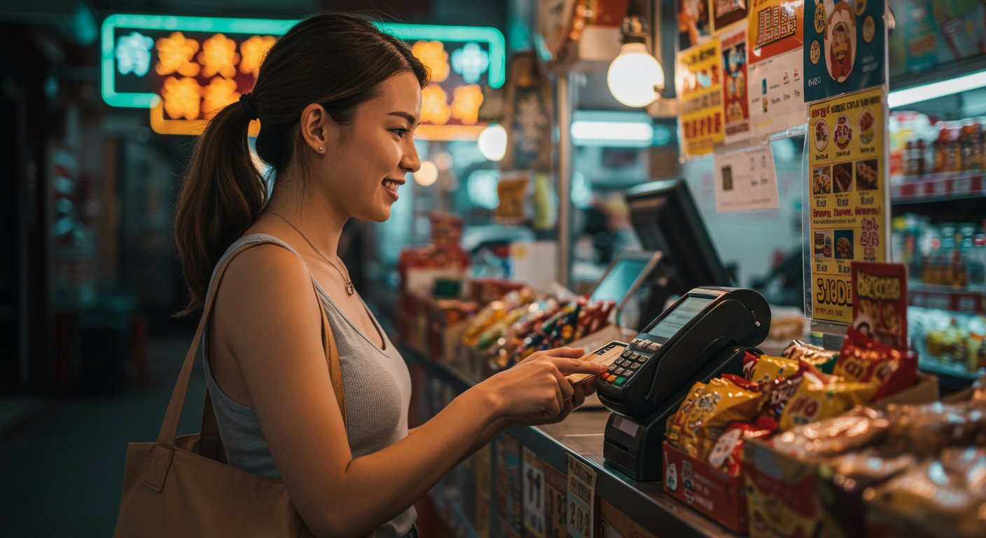 대만 편의점에서 이지카드로 결제하는 여행자