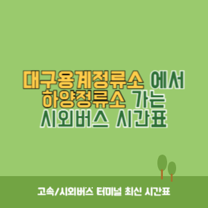 대구용계정류소에서 하양정류소 가는 시외버스 시간표 최신정보