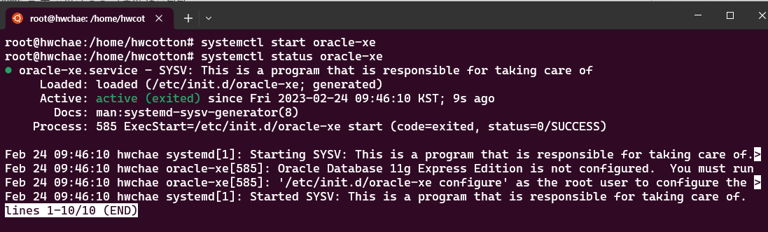 systemctl st art oracle-xe