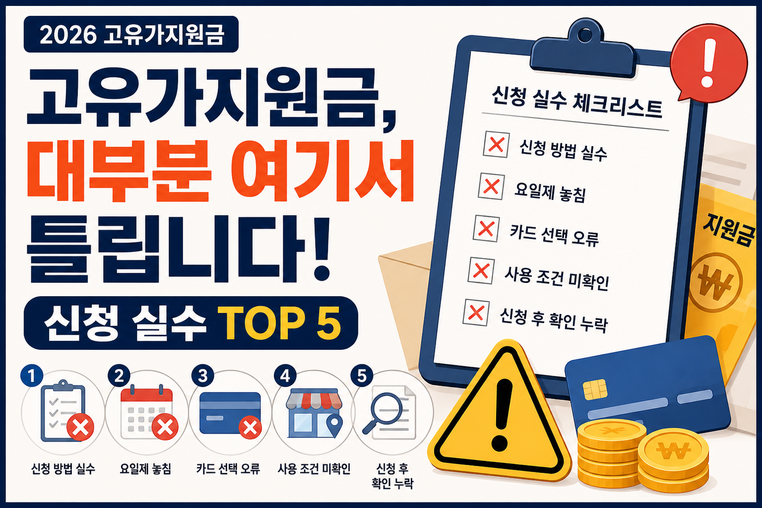 고유가지원금 신청 실수 TOP5 체크리스트 이미지