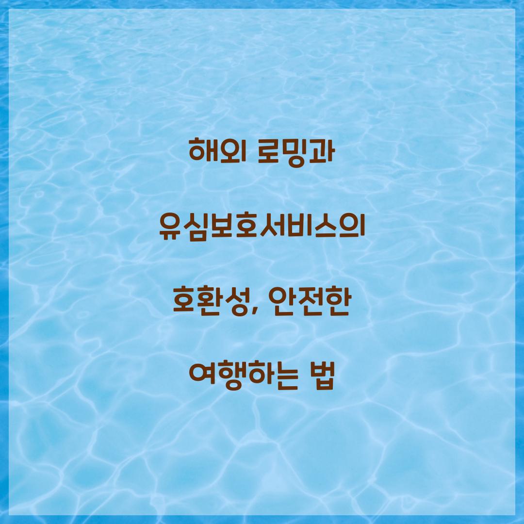 해외 로밍과 유심보호서비스의 호환성