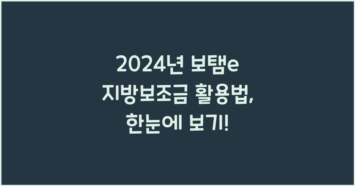 보탬e 지방보조금
