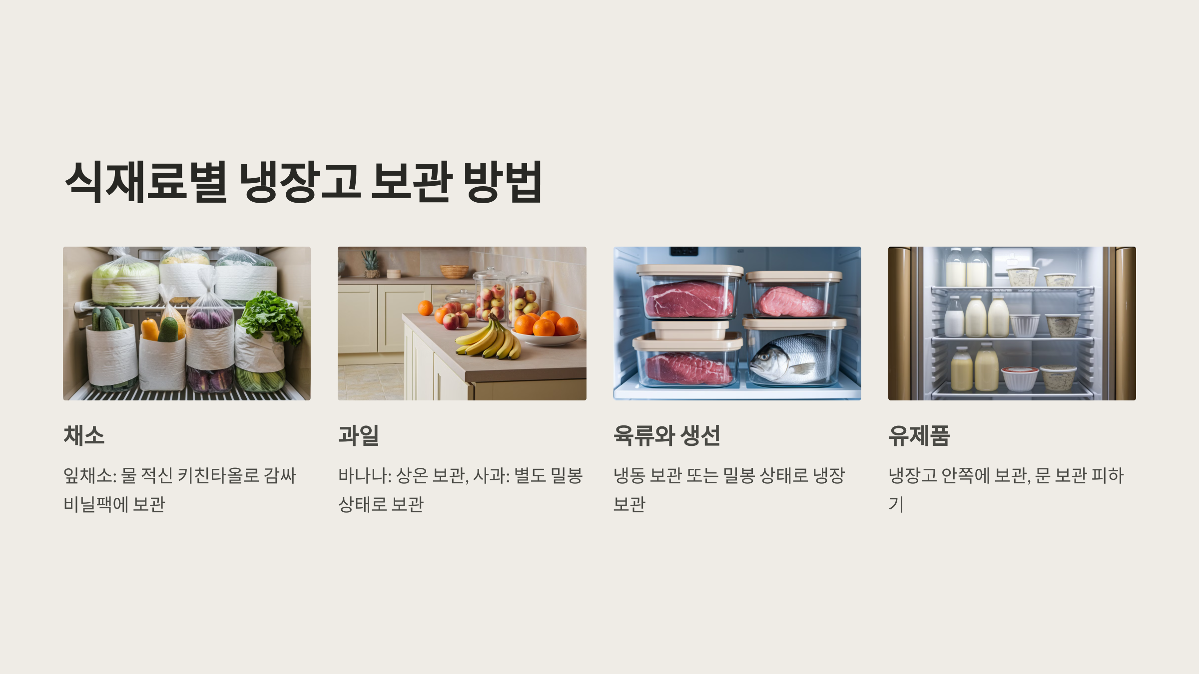 식재료별 냉장고 보관 방법