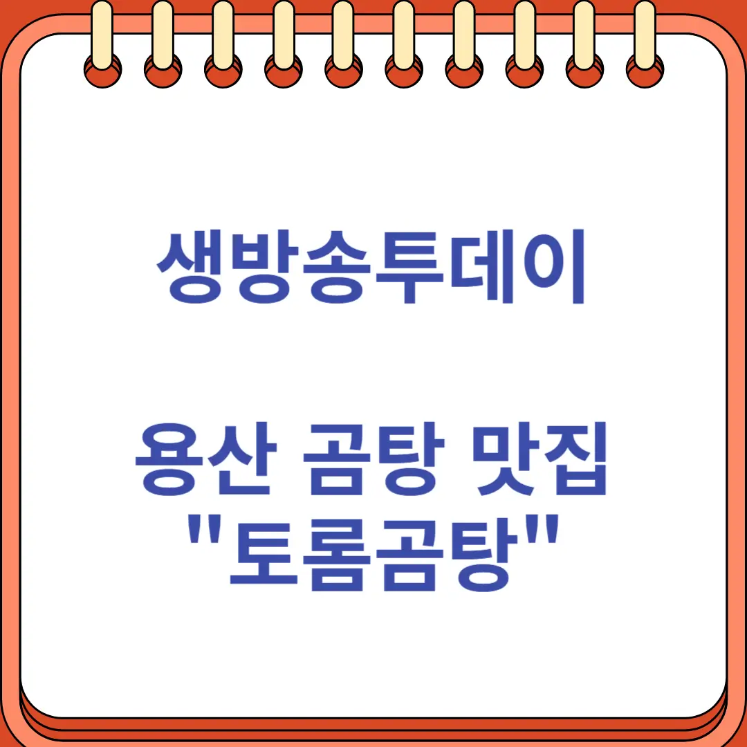 생방송투데이 용산 곰탕 맛집 토롬곰탕