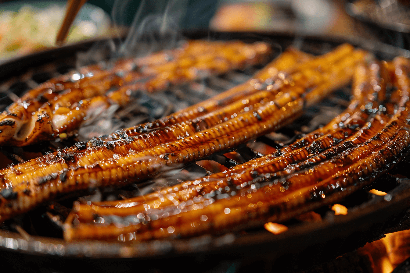 그릴-위에-구워지고-있는-양념장어