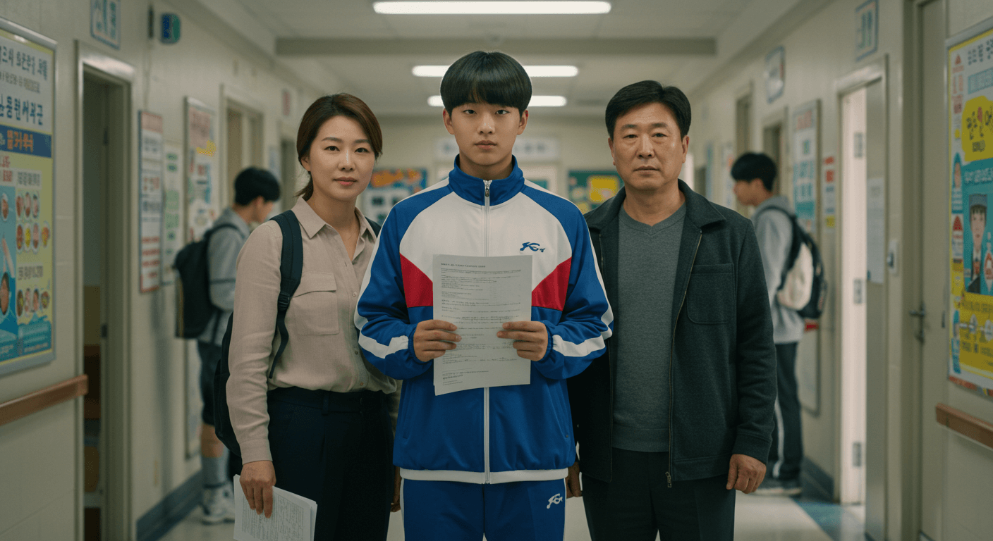 청소년과 부모가 신청 서류를 함께 준비하는 장면 2