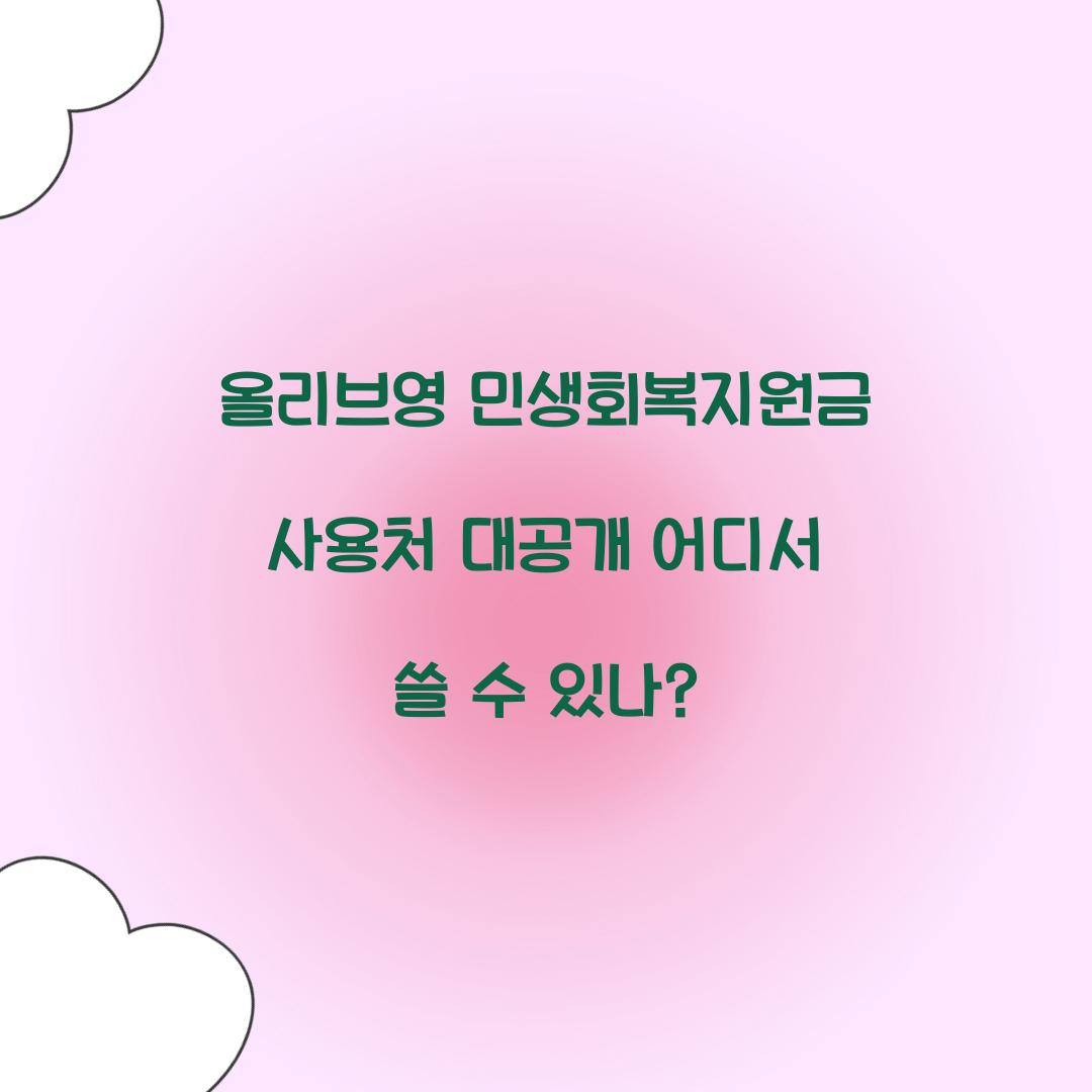 올리브영 민생회복지원금