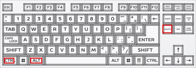 ctrl+alt+delete 를 누르기