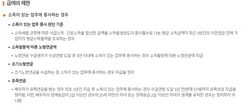 국민연금 급여 - 반환 일시금, 사망 일시금, 국민연금 급여 제한