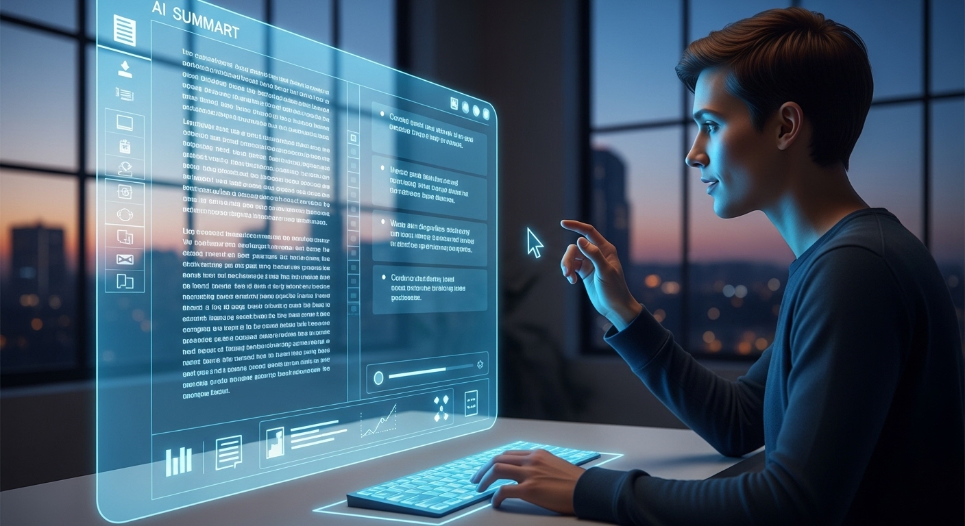 AI가 긴 문서를 요약하여 보여주는 모습