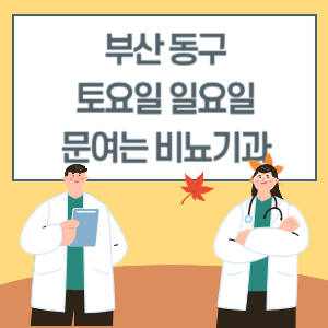 부산 동구 토요일 일요일 비뇨기과 진료 병원 리스트