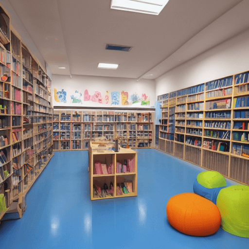 파란색 바닥의 문방구 이미지