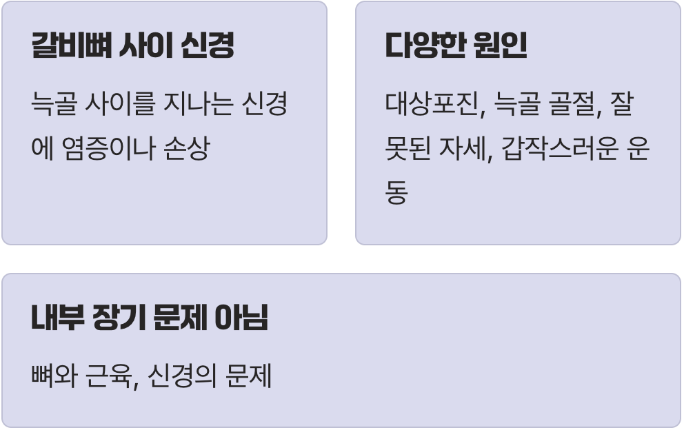 심장이 아닌 갈비뼈 신경의 비명