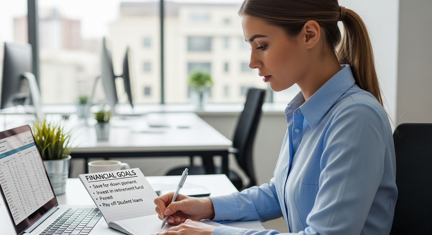 재테크 목표를 세우는 젊은 직장인 이미지