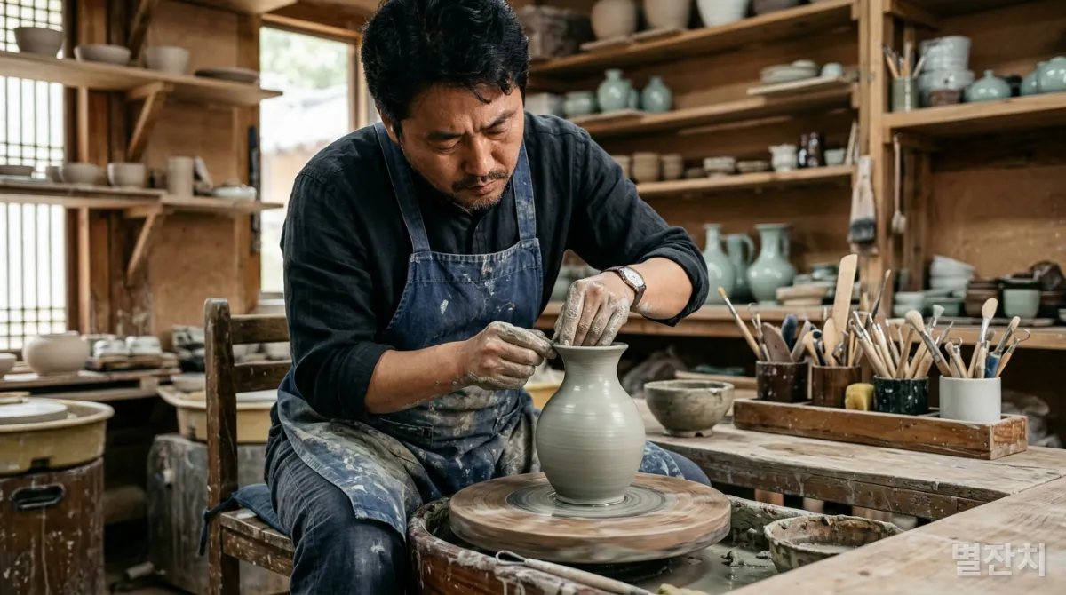 도예가가 의도적 연습을 통해 도자기를 정교하게 만드는 모습