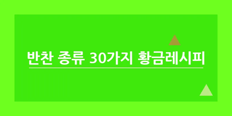 반찬 종류 30가지 황금레시피_7