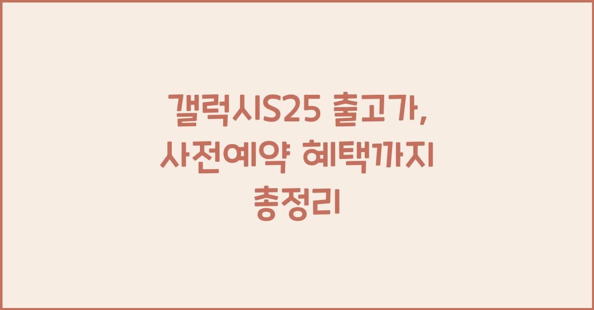 갤럭시s25 출고가
