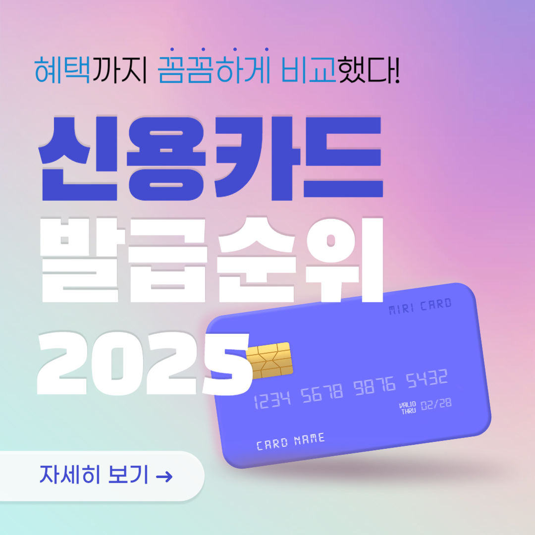 2025년 신용카드 발급 순위 TOP10