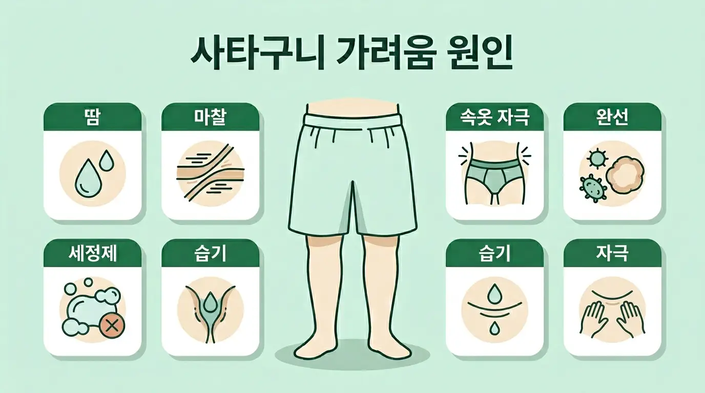 사타구니 가려움증 원인 한눈에 보기