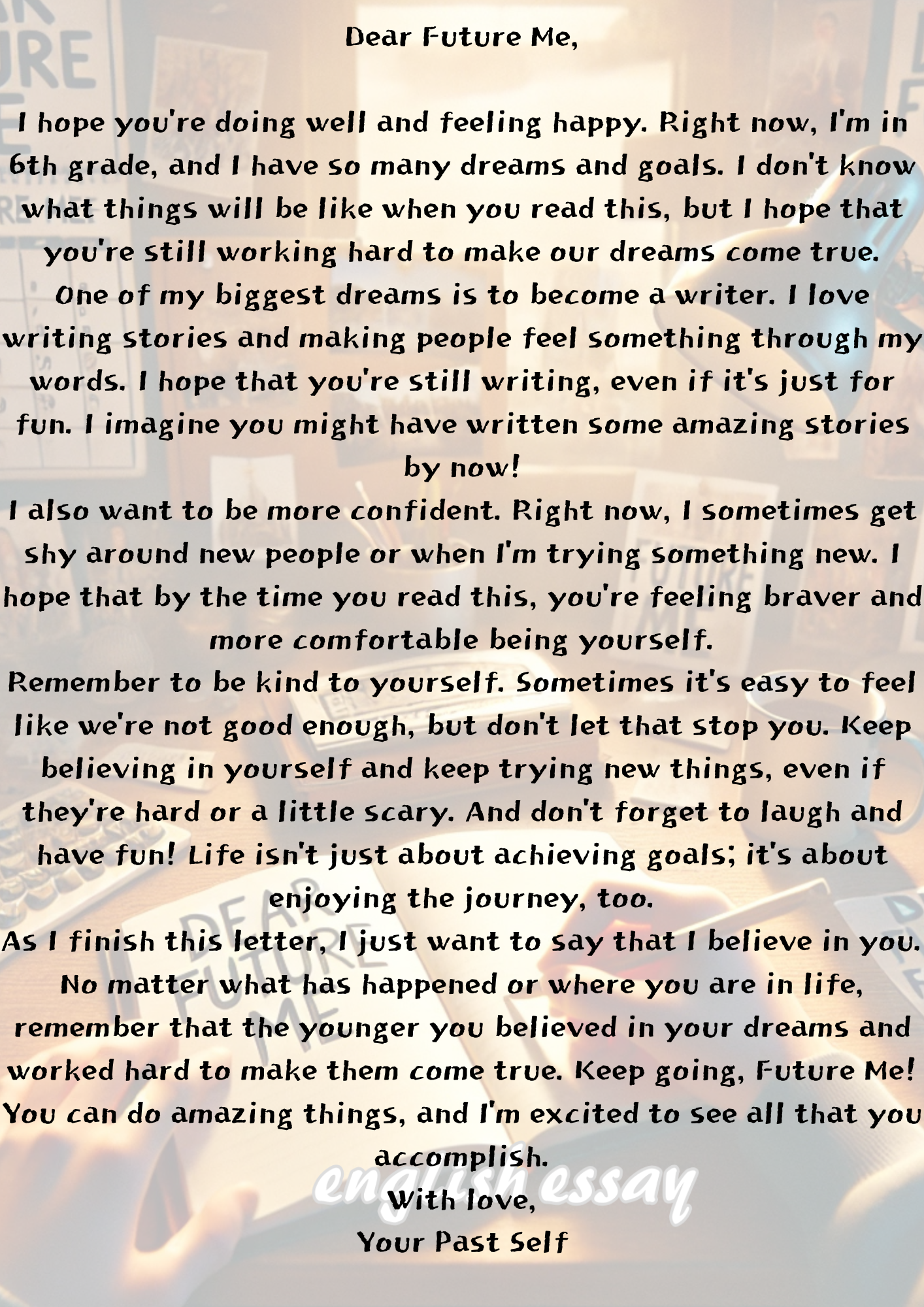 A Letter to My Future Self: Hopes and Dreams 미래의 나에게 보내는 편지: 희망과 꿈