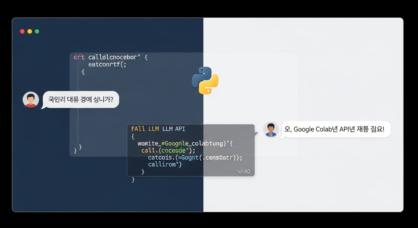 간단한 파이썬 코드로 구현된 챗봇이 사용자의 질문에 답변하는 화면.