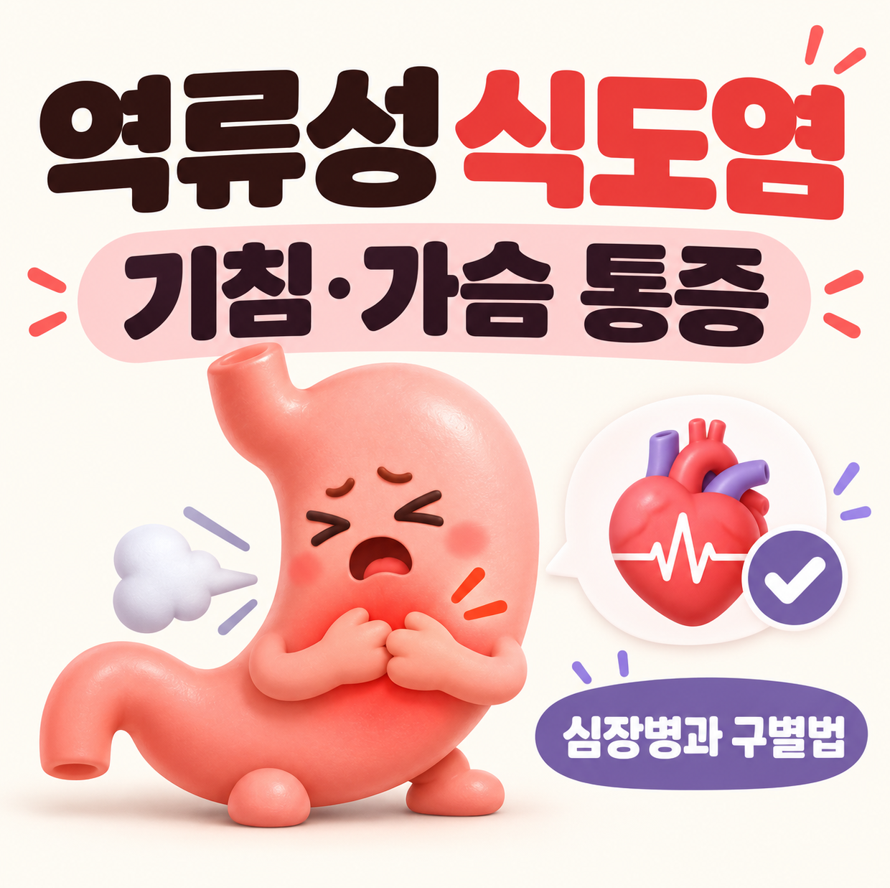 역류성 식도염 기침과 가슴 통증, 심장병과 구별하는 확실한 방법 (위내시경 검사 과정 포함)