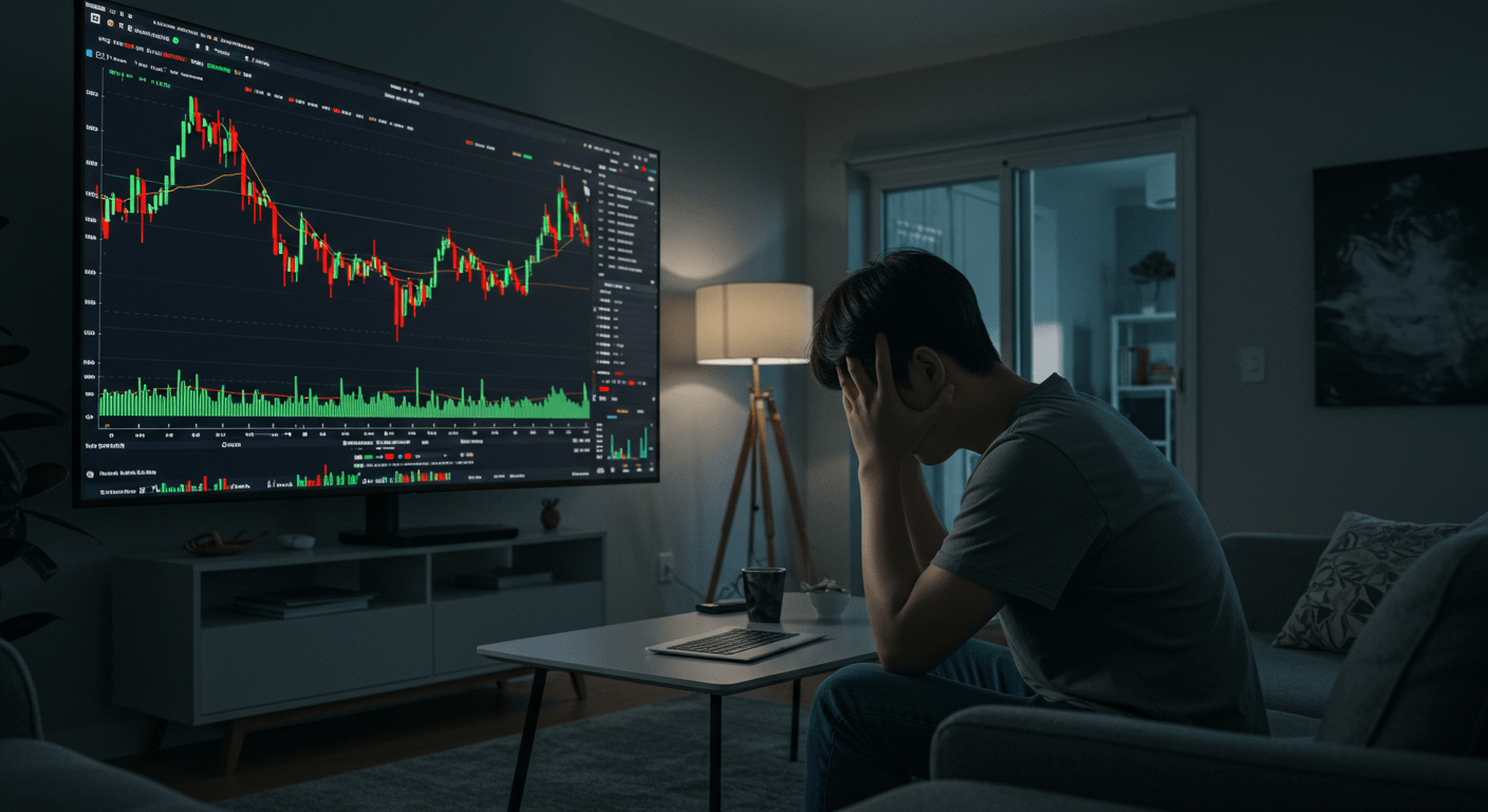 한국인 초보 투자자가 손실을 보고 고민하는 장면 3