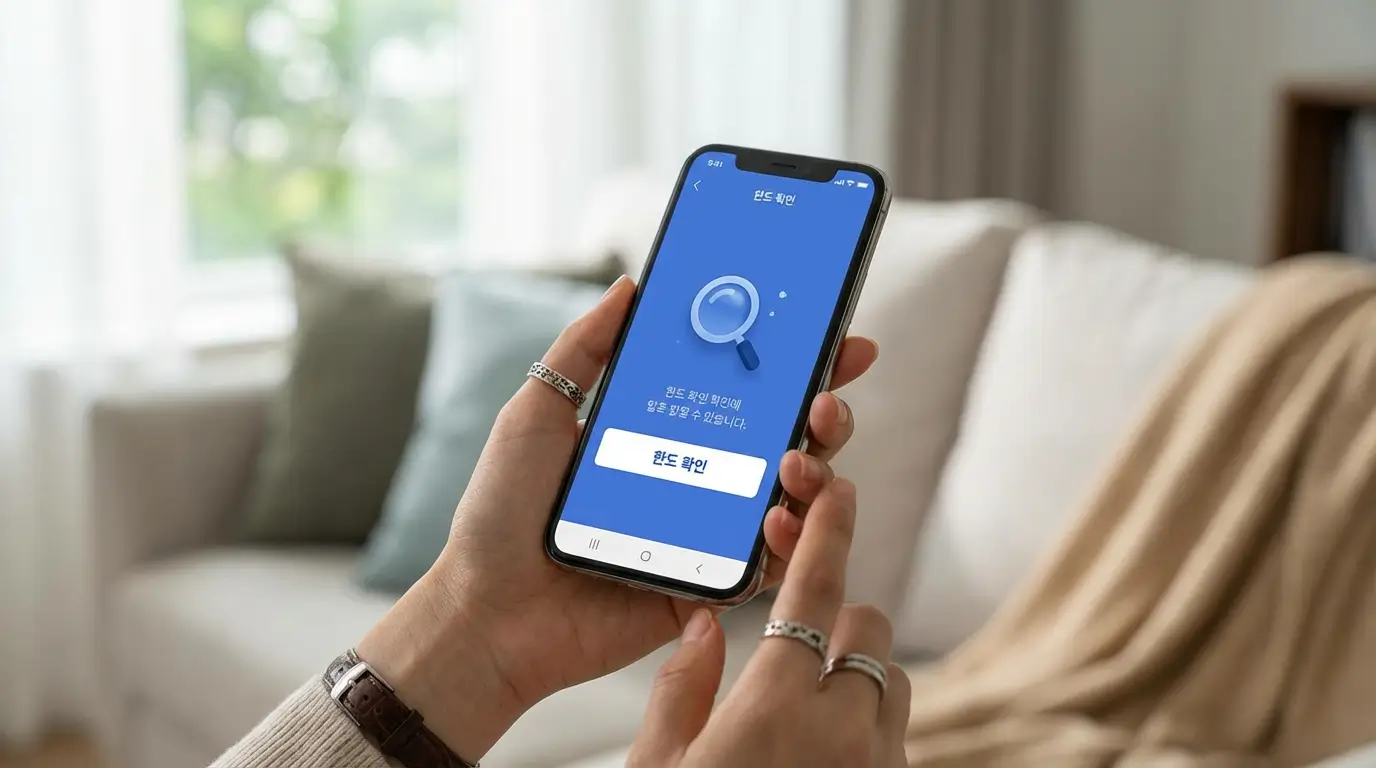 스마트폰 앱을 통해 간편하게 성실상환자 대출 한도를 조회하고 신청하는 손의 클로즈업