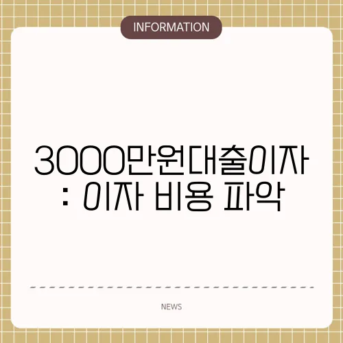 3000만원대출이자: 이자 비용 파악
