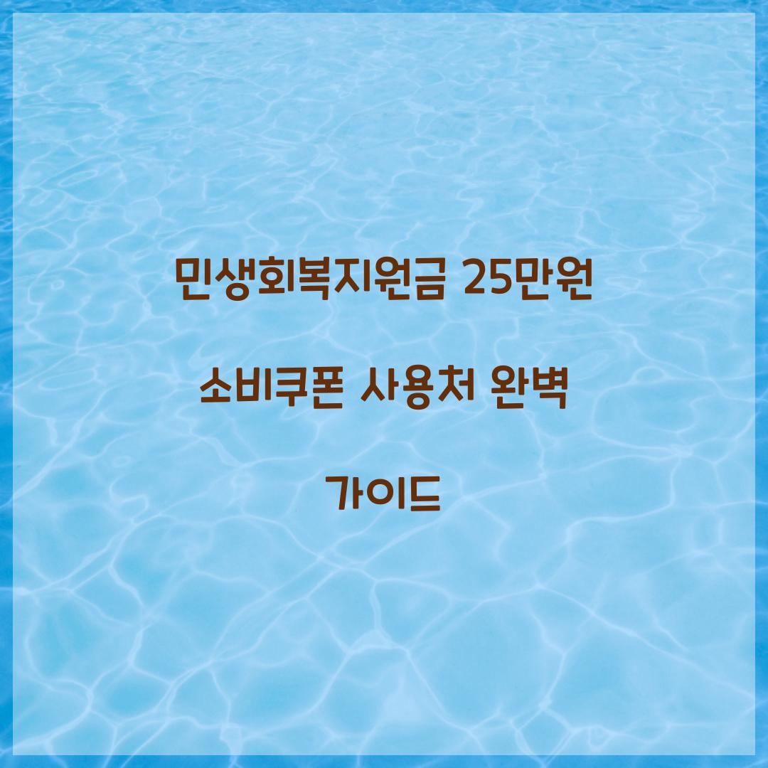 민생회복지원금 25만원 소비쿠폰 사용처