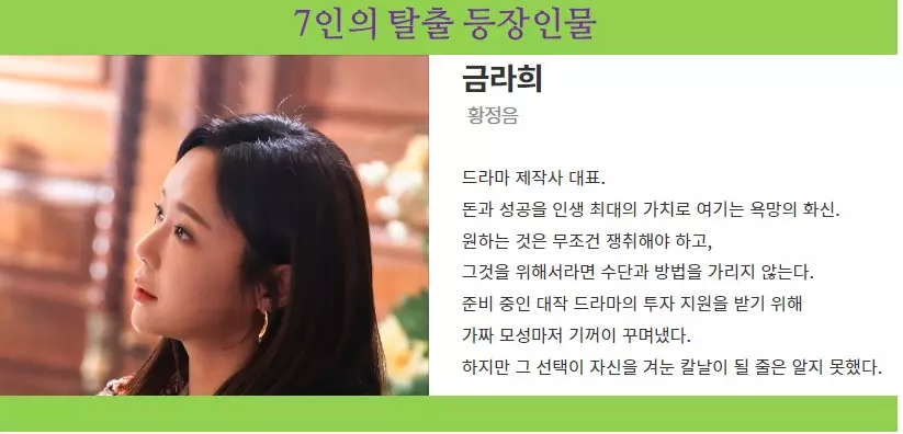 7인의 탈출 등장인물 - 출연진