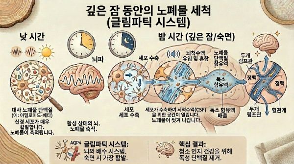 깊은 잠 동안의 뇌노폐물 청소(글림파틱 시스템)