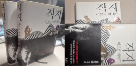 김진명 장편소설 『직지 1&middot;2 : 아모르 마네트』 두 권의 책 표지