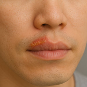 헤르페스 1형 증상 - 입술 수포&amp;#44; 물집&amp;#44; 딱지