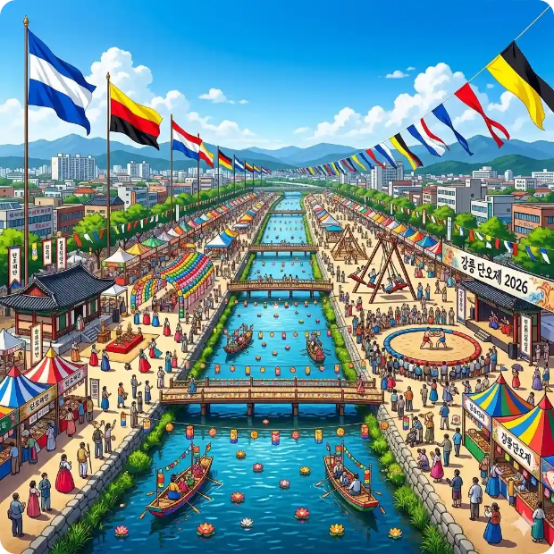 강릉단오제 2026 남대천 축제 전경