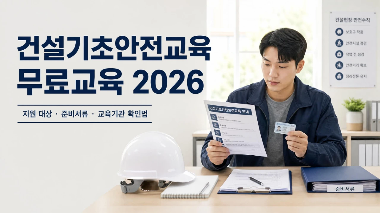 건설기초안전교육 무료교육 대상과 준비서류를 확인하는 건설현장 취업 준비자