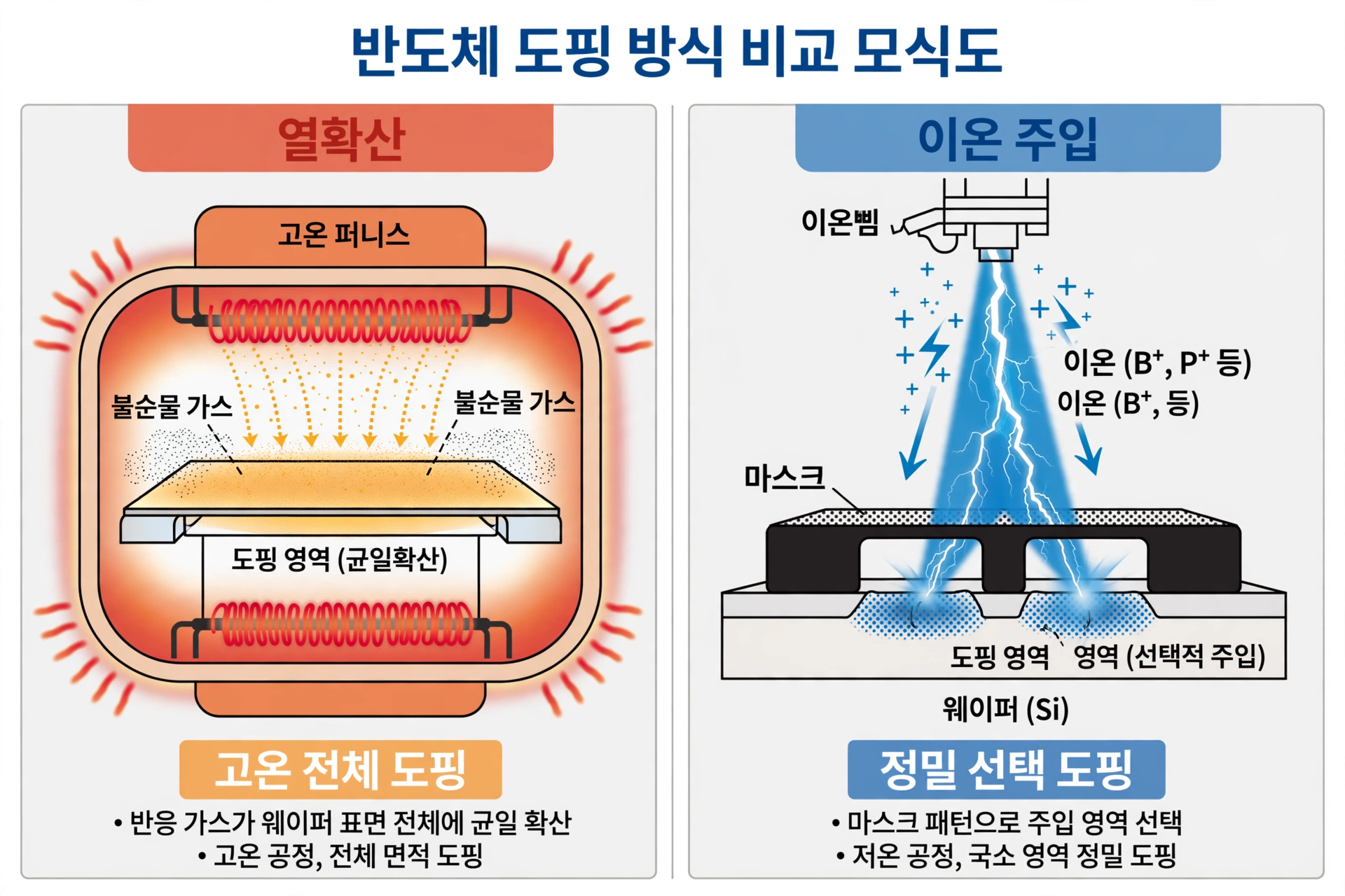이온주입 vs 열확산 비교