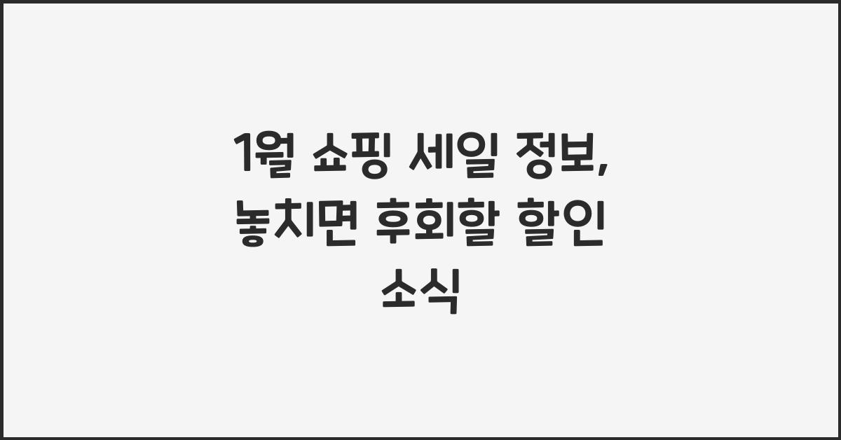 1월 쇼핑 세일 정보