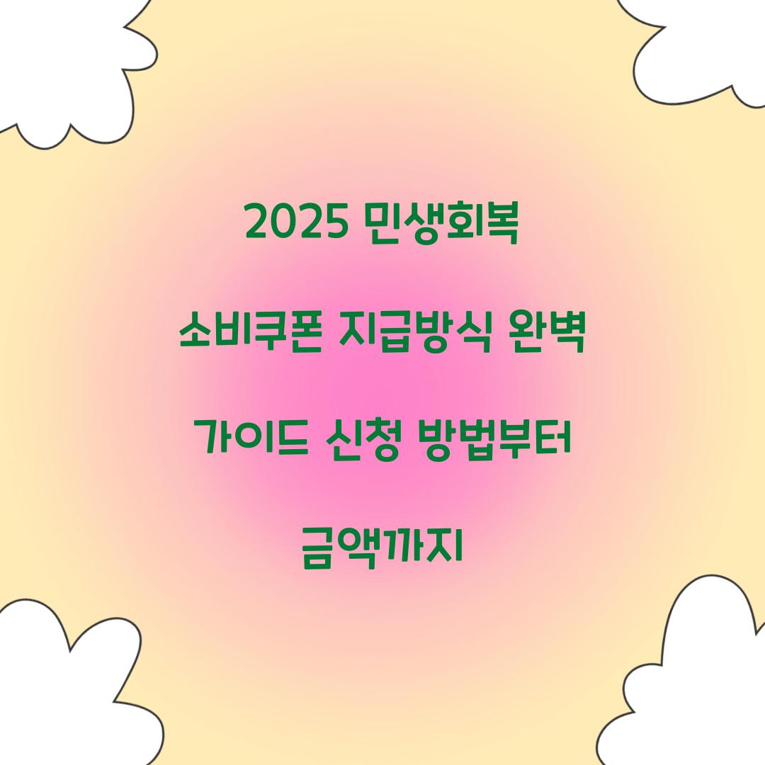 2025 민생회복 소비쿠폰 지급방식
