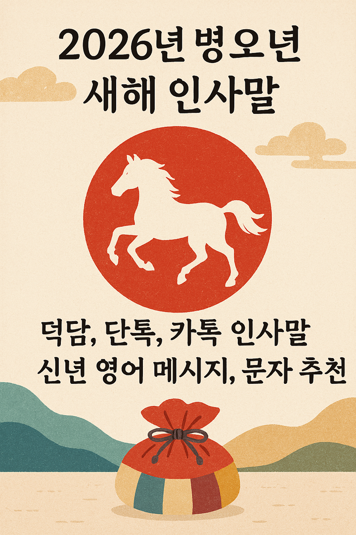 2026년 병오년 새해 인사말, 덕담, 단톡, 카톡 인사말, 신년 영어 메시지, 문자 추천
