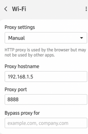 Wifi 수동 Proxy 설정